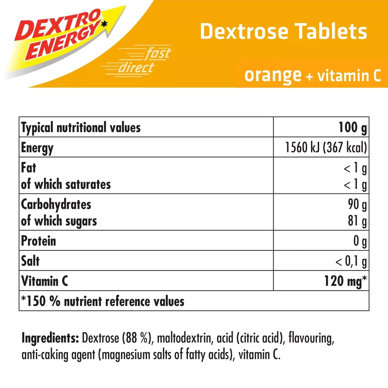 12x Dextro Orange + Vitamin C Energy Tablets Twin pack